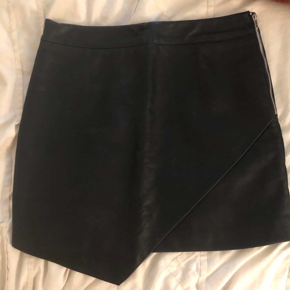 Asymmetrical pleather skirt